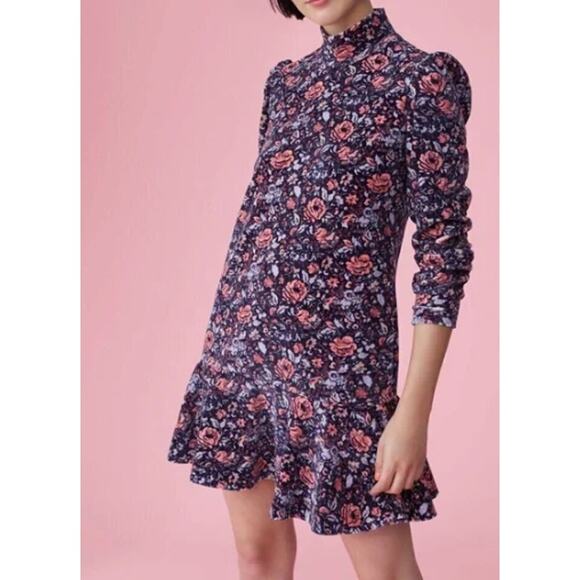 REBECCA TAYLOR LA VIE Toile Fleur Velour Mini Dress - Picture 1 of 7